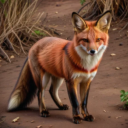 incredibly absurdres,solo,photorealistic,redfox,red fur,feral,detailed background,looking at viewer,outdoors,standing on ground,<lora:Foxes_-_Multiple_Species:1>,
