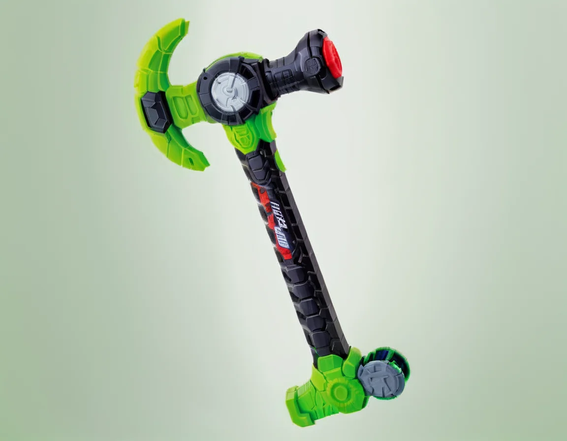 masterpiece,hd,hight quality ,solo,a toy hammer with a green handle,<lora:Tokusatsu_weapon:0.8>