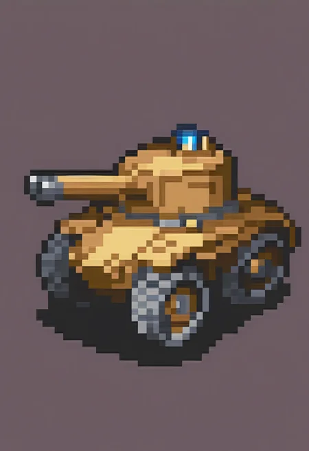 masterpiece, best quality, solo, ,  <lora:FEGBA-Sprites-illus_Fp:1>, simple background, pixel art, full body, ground vehicle, no humans, tank