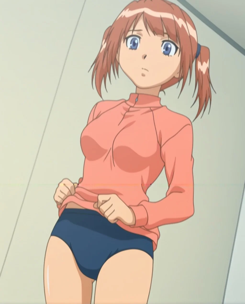 <lora:Yuri_Illustrious_from_The_Invisble_Stud_Returns-000009:1>,yuri,anime coloring,anime screencap,(cowboy_shot:1.3),medium breasts,twintails,blue eyes,solo,shirtlift,