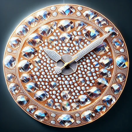 (photorealistic), clock made of diamonds, iridescent, score_9