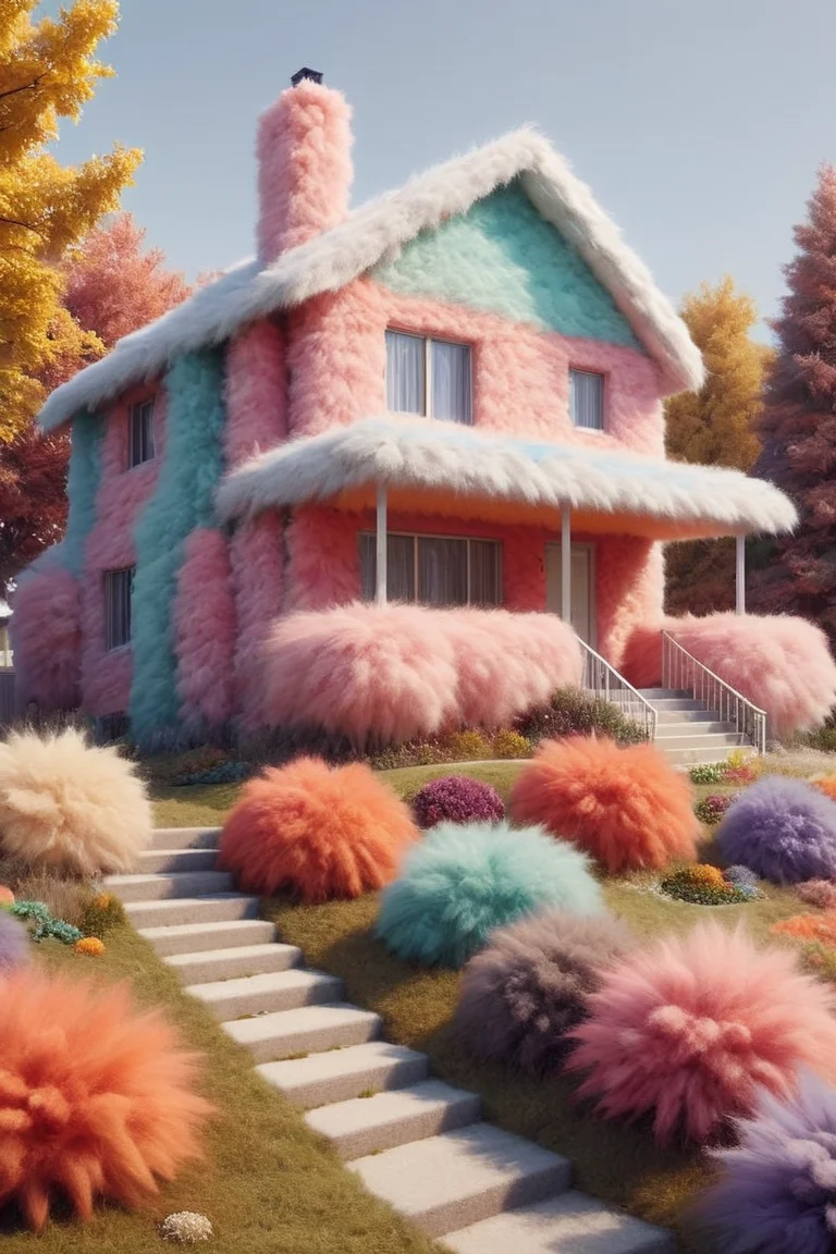 martius_fuzz suburban house, colorful <lora:Colorful_Fuzzy_Style:1>