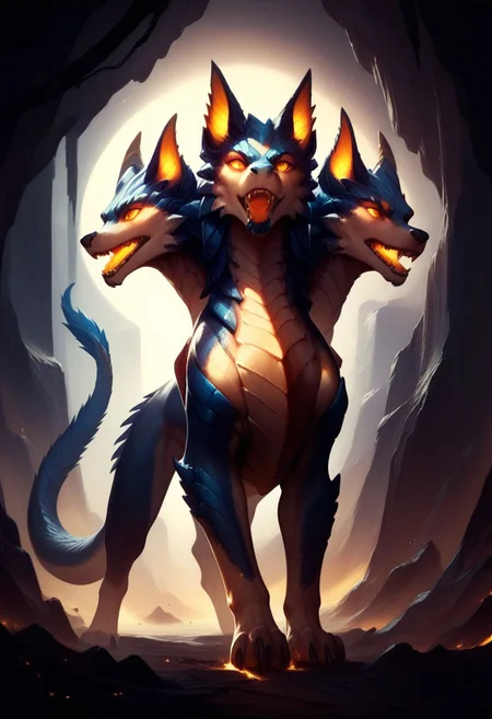 score_9, score_8, 
science fiction, dust, a dragon cerberus