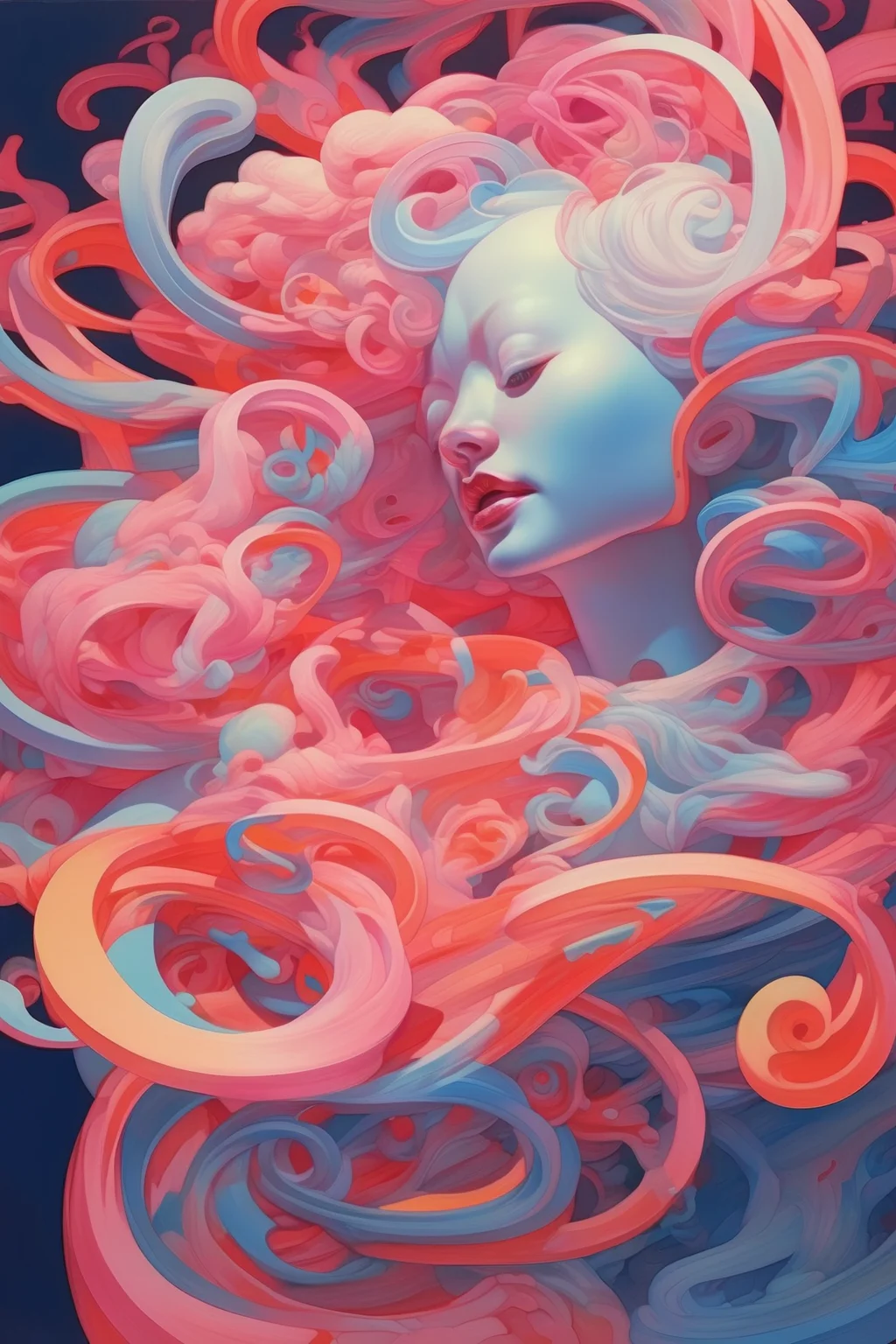 <lora:James Jean Style:1>James Jean Style - conceptual abstract ideas swirling in colorful neon illustrated