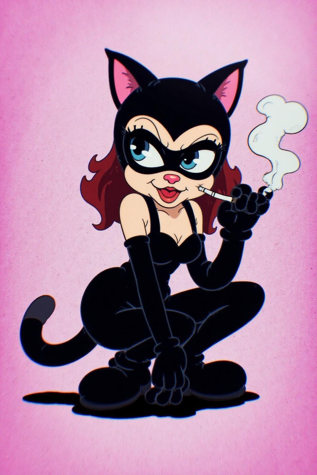rubber hose animation style.
Catwoman squatting on the ground, smoking <lora:rubberhose1_cap_d8a4:1.0><lora:844411001836257733:0>