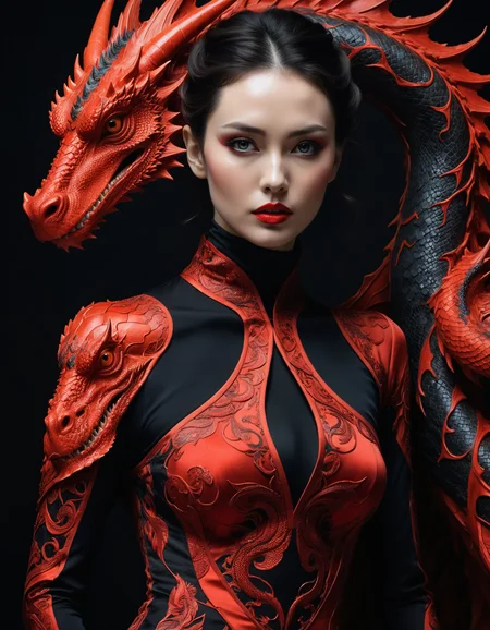 professional photograph of a mysterious and otherworldly monstrous dragon and an extremely beautiful woman wearing an elegant tight high neck long sleeve dress by Yoji Shinkawa and Amy Judd and Edward Weston , bold lines, hyper detailed, dark limited palette, dramatic lighting, (intricate details, masterpiece, best quality:1.4), fiery red and black hue
<lora:add-detail-xl:0.75> <lora:xl_more_art-full_v1:0.5>