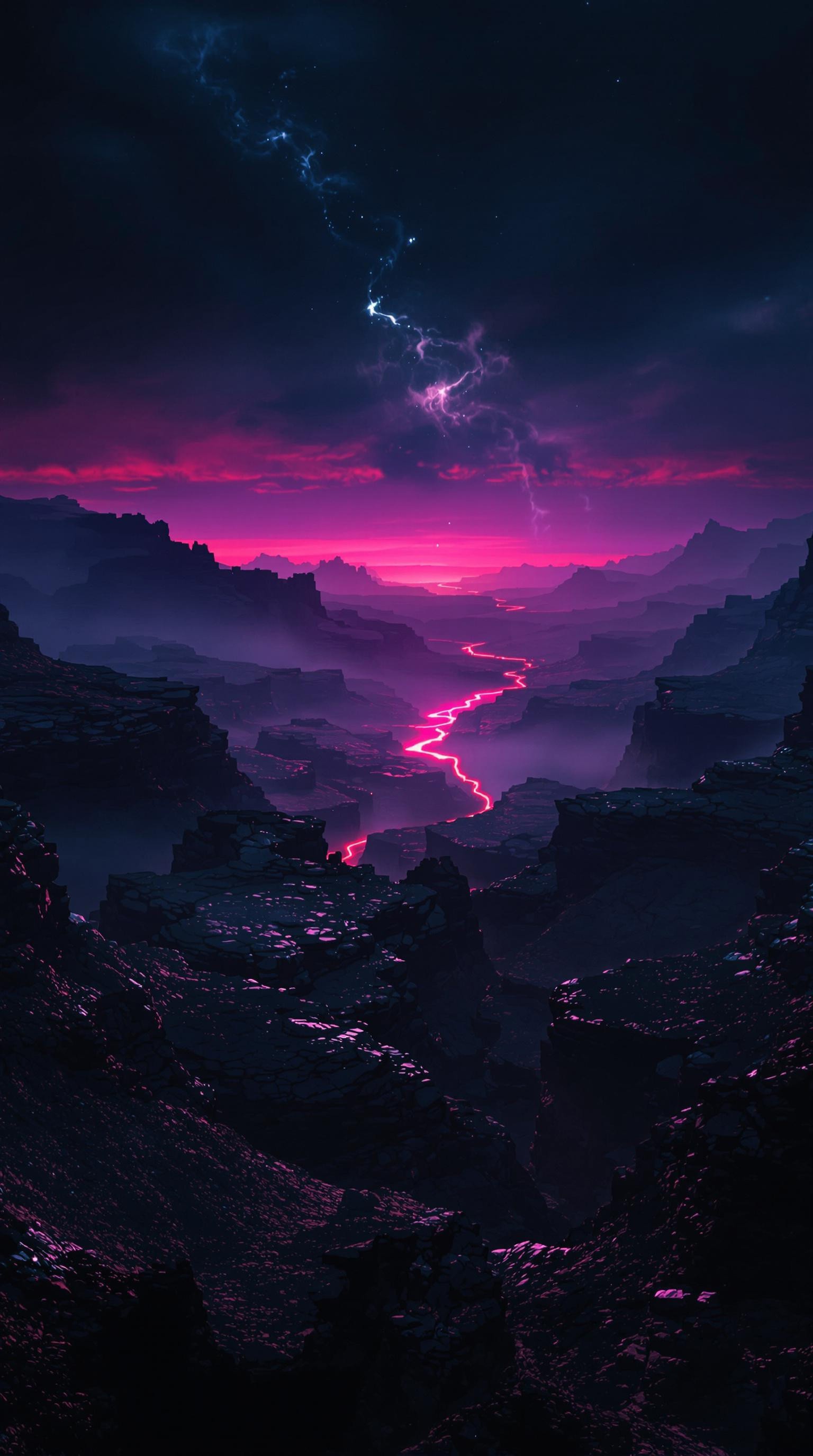 A sweeping, otherworldly expanse unfolds like a canvas of forgotten dreams. A darkened, mist-shrouded valley stretches towards the horizon, bathed in an eerie, cinematic glow that casts long shadows across the faded, neon-kissed terrain. The air is heavy with atmospheric haze, as if the very darkness itself has taken on a life of its own. Every detail, from the finest textures to the most minute crevices, is rendered in stark, high-contrast relief, as if etched onto the desktop wallpaper by an unseen hand. This is not just a landscape - it's a masterpiece of moody, cinematic artistry.