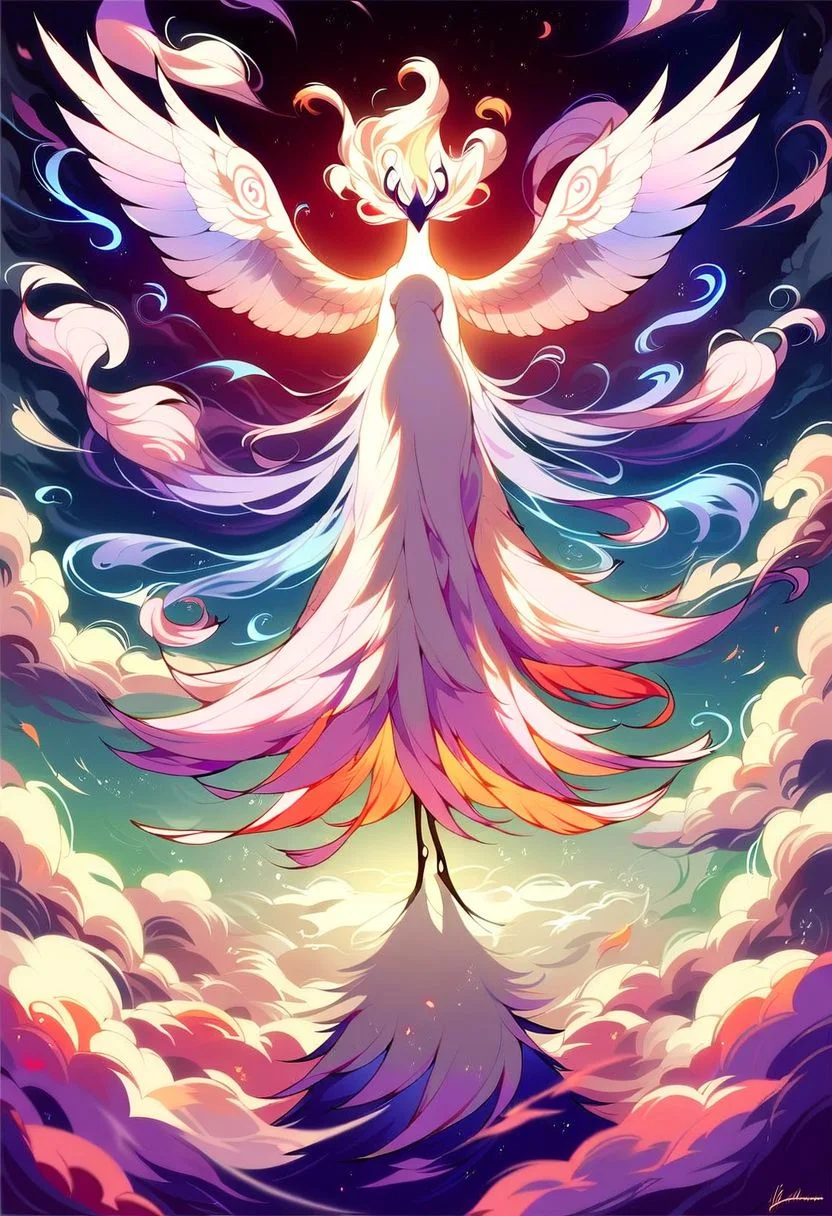 score_9, score_8_up, score_7_up, score_6_up, score_5_up, score_4_up, ((white silhouette)), white shadow of a woman, 1 girl, female, front view, white clothes, cloud clothes , centered, void, shiny eyes, big eyes, wings, blur sky background, wind effect, wind powers, clouds, background, ElementWind, blue background, zoom out, full body, white theme, bird mask,, white theme, contrast colors, extended arms