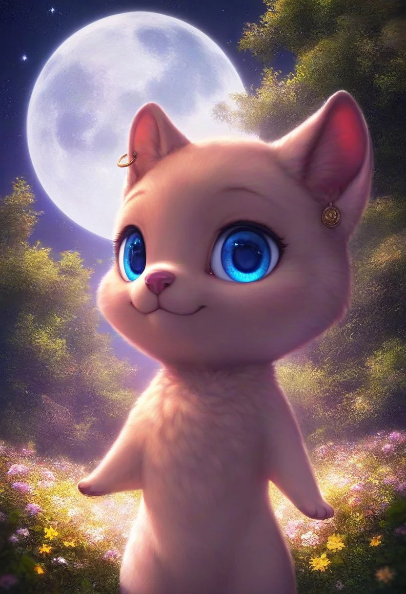 (masterpiece:1.5), 8k, best quality, ultra-detailed, (high res), cinematic lighting, beautiful lighting, high quality, studio quality, detailed, insanely detailed, extreme detail, refined detail, perfect detail, max detail, smooth lighting, detailed background, hyper detailed body, beautiful lighting, vibrant lighting, global illumination, absurdres, high-res, dynamic lighting, score_9, score_8_up, score_7_up, ponypositive, 50 girl, looking at viewer, (narrow waist, skinny, small body, slim), (outdoors, floral garden), bright lighting, daylight, sunshine, cute, kawaii, (closed mouth), happy, ((standing)), alone, gleaming eyes, large eyes, ((cowboy shot)), (hands at the sides), (rating_safe, sfw), source anime, <lora:xl_more_art-full_v1:0.8> , PonyXLV6_Scores, unity 8k wallpaper, perfect anatomy, <lora:PerfectEyesXL:1> , perfect eyes, <lora:hand 5.5:1> , perfect hands, detailed hands, winnie, furry female, brown fur, blue eyes, low twintails, earrings, chibi, night, starry skies, moonlight, large Moon,