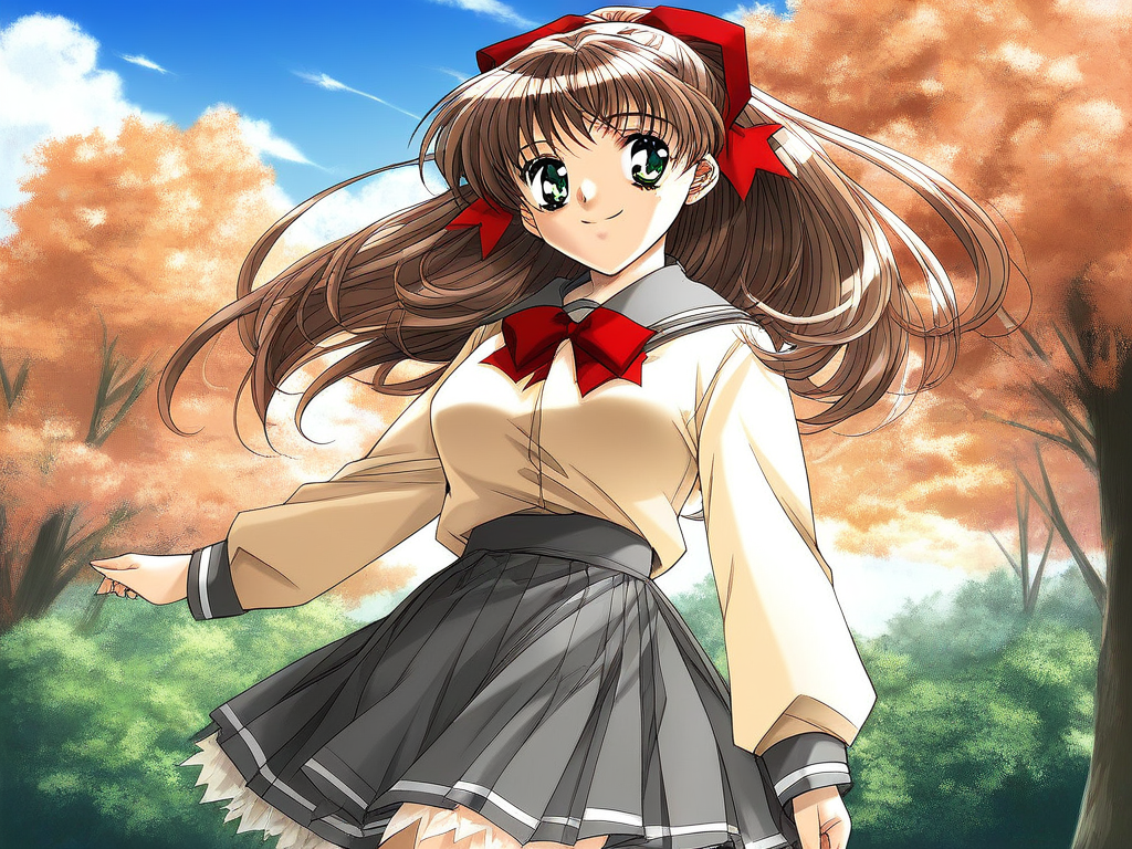 score_9, score_8_up, score_7_up, source_anime, rating_explicit, BREAK <lora:Sunohara_Suzuha_XL:0.9> Sunohara_Suzuha, brown hair, green eyes,  long hair,  medium breasts, smile,
1girl, solo, day, sky, tree, school uniform, outdoors, long sleeves, dress, skirt,