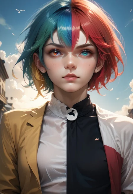 score_9_up, score_8_up, score_7_up, REALISTIC, DUALITY SEGMENTATION,
MIX OF man AND woman,
HETEROCHROMIA, SPLIT-COLOR HAIR