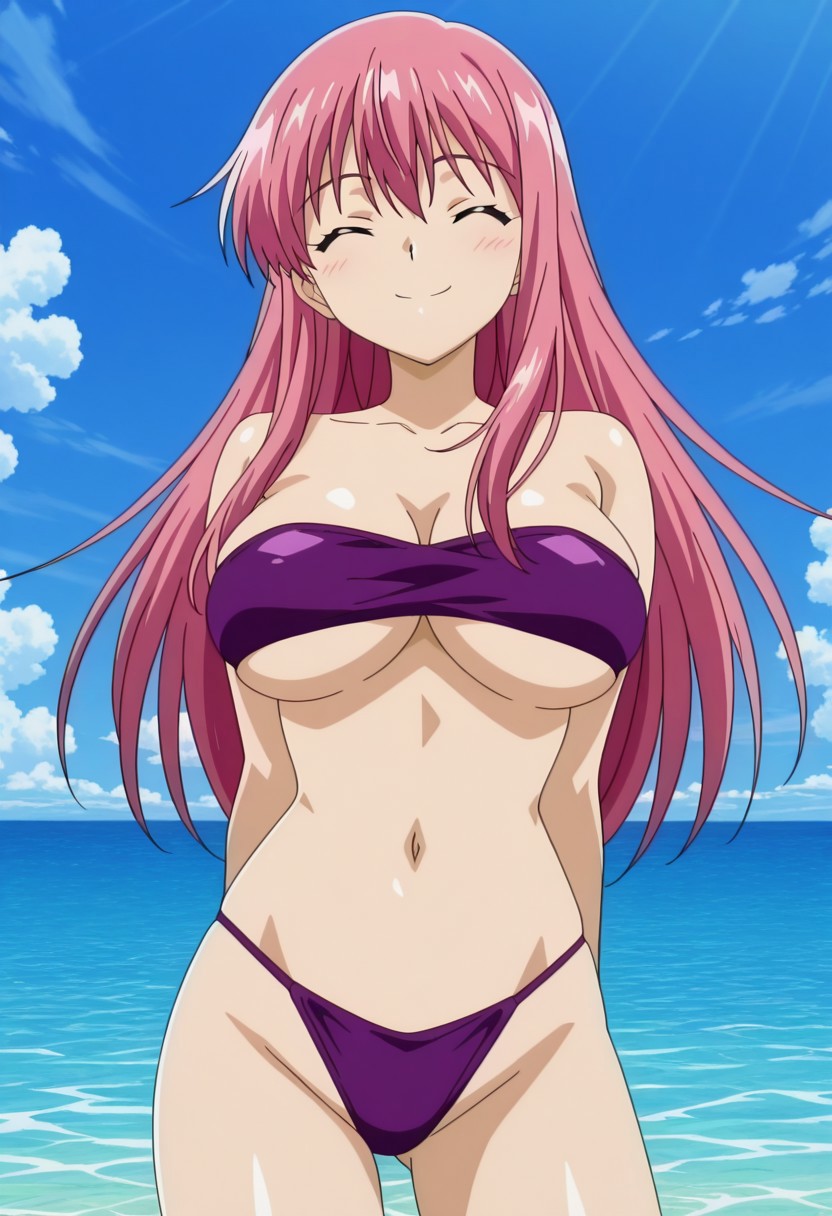 finetuneanime,anime screencap, official art, detailed anime, ultra detailed anime art, anime screencap, screencap, score 9, score 8 up, score 7 up, masterpiece, anime coloring, source anime,
BREAK
MionBase, 1girl, blue eyes, solo, pink hair, long hair, large breasts, curvy, fair skin, shiny skin, smoothy skin, fair skin, fair skin, NEGATIVE_HANDS, 
BREAK
purple bikini, bandeau top, t-string, underboob,
BREAK
sexy pose, playing on sea, partial submerged body, sea, sea side, happy face, closed eyes, day, beach, detailed background,