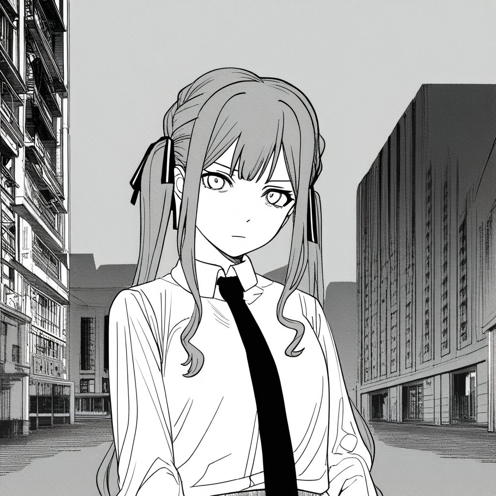 1girl,togawa sakiko,bang dream!,bang dream! it's mygo!!!!!,
1girl,solo,necktie,hair ornament,shirt,black necktie,collared shirt,white shirt,looking at viewer,short ponytail,short hair,day,long sleeves,building,closed mouth,serious,
masterpiece,best quality,amazing quality,very aesthetic,highres,absurdres,<lora:ftstyle-noob11-v3:1>,hatsune miku,twintails,ftstyle,monochrome,greyscale,solo,