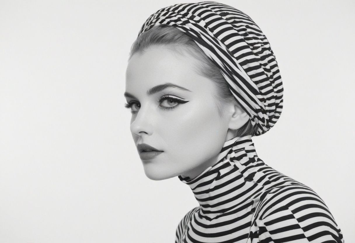 bw-grignani, emphasis lines, horizontal perfect bold lines, perfect align lines will create a profil of a woman. with endless lines guiding the eye.