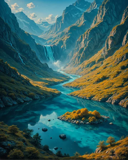 Surreal Landscape, Creator Landscape,
(style ofThomas Cole (Hudson River School)), Glacial valley with milky-blue streams, quartz vein in granite, ottoman-style caravanserai,
<lora:ClassipeintXL2.1:0.677> oil painting,
<lora:extremely_detailed:0.644> extremely detailed,
<lora:add-detail-xl:0.630>,
<lora:dreamshaperXL10_lora:0.809>,
<lora:Flux-XL_Scenery: 0.650> flux-scenery,
detailxl,
advntr,