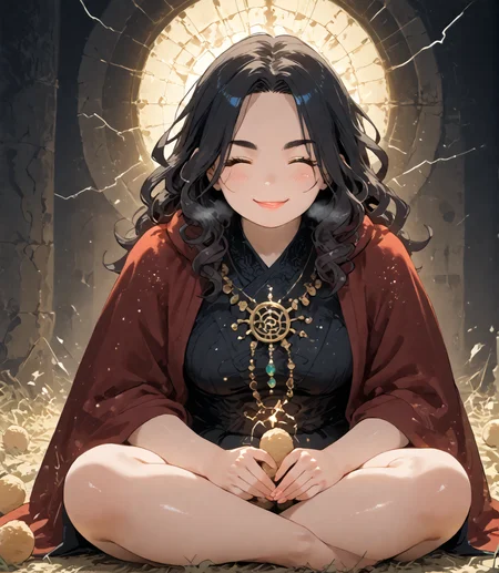 PonyScores7, source_anime, ah1, IllustriousQual, <lora:natsumi_style:0.5>, <lora:by_usakun-pony:0.4>, by usakun, <lora:Akina_Bbw_Style_-_PonyXL:0.2>, AkinBw,
BREAK (glam fashion style, known for its luxurious materials and extravagant designs, is marked by glitter and sequins, exuding an aura of opulence and sophistication),
BREAK 1girl, mature female, (round face), (thick eyebrows), (curvy), round-chin, caucasian, (plump face), <lora:Round_face:0.2>, <lora:ETO_OC_Illustrius:0.5>, eto_oc, skindentation, (plump), thick thighs, wide hips, busty, voluptuous, lips, <lora:venus body PonyXL:0.3>, <lora:shinyskin2:0.2>, glistening skin,
BREAK  (curly hair), long hair, (black hair), (parted hair), messy hair, kinky curls, <lora:hairdetailpxl:0.2>, hairdetailpxl,
BREAK (half green and brown eyes), (colorful eyes), (multicolored eyes), (downturned eyes:1.4), <lora:expressive eyes:0.2>, expressive eyes, <lora:eyedetailpxl:0.2>, eyedetailpxl, <lora:Eyes_High_Definition:0.2>, EyesHD,
BREAK ((resilient expression, Firm expression, slight smile, determined eyes)), <lora:Expressive_H:0.2>, Expressiveh, <lora:Emotional_Anime_Expressions_PonyXL_Concept:0.2>, emotional, <lora:Best_Facial_Expression_LoRA_PONY:0.2>, looking at viewer, <lora:Detailed expressive EXEV style -XL Pony V1.0:0.2>, FaceDetail,
BREAK ((Mashed Potato Dance)),
BREAK french pass stormcaller, with a cloak of storms and a staff of lightning summoning tempests to vanquish foes,
BREAK (((They sit in a circle, their legs crossed, their eyes closed, their bodies relaxed, their breathing slow and deep, a shared experience of meditation and inner peace))),
BREAK <lora:xl_more_art-full_v1:0.2>, <lora:aesthetic_anime_v1s:0.2>, <lora:EpicF4nta5yXL:0.2>, <lora:detailxl:0.2>, detailxl, <lora:Fant5yP0ny:0.2>, best quality, amazing quality, best aesthetic, absurdres, illustration, Volumetric_Lighting, ultra-detailed, very aesthetic, intricate details, 8k, masterpiece, best_quality
BREAK Stable_Yogis_PDXL_Positives, AS-Adult, <lora:Complicated fantasy portrait - XL Pony V2.0:0.2>, bad-hands-5, <lora:HDA_Detailer:0.3>, HDA_FatGirlXL,