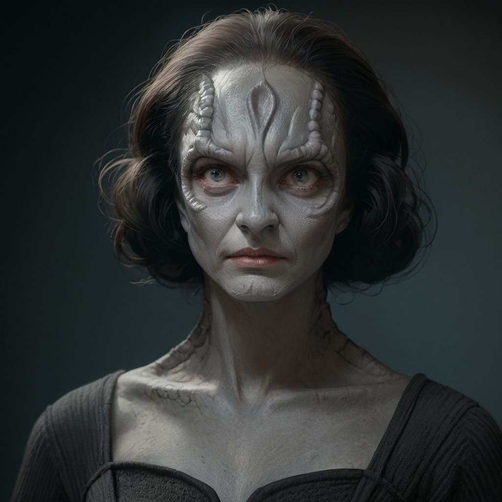 score_9, score_8_up, score_7_up, score_6_up, score_5_up, score_4_up, 1girl, Cardassian, solo, grey skin