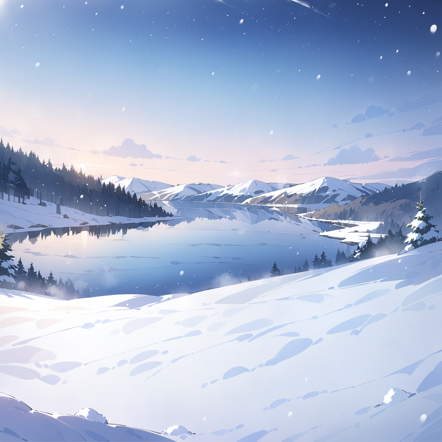 snow, snowing, lake, forest, scenery, no humans, no buildings, wilderness, landscape, <lora:Snowbound-SDXL:1>, snowbound, BREAK score_9, score_8_up, score_7_up, best quality, masterpiece, 4k, prefect lighting, very aesthetic, zPDXL2