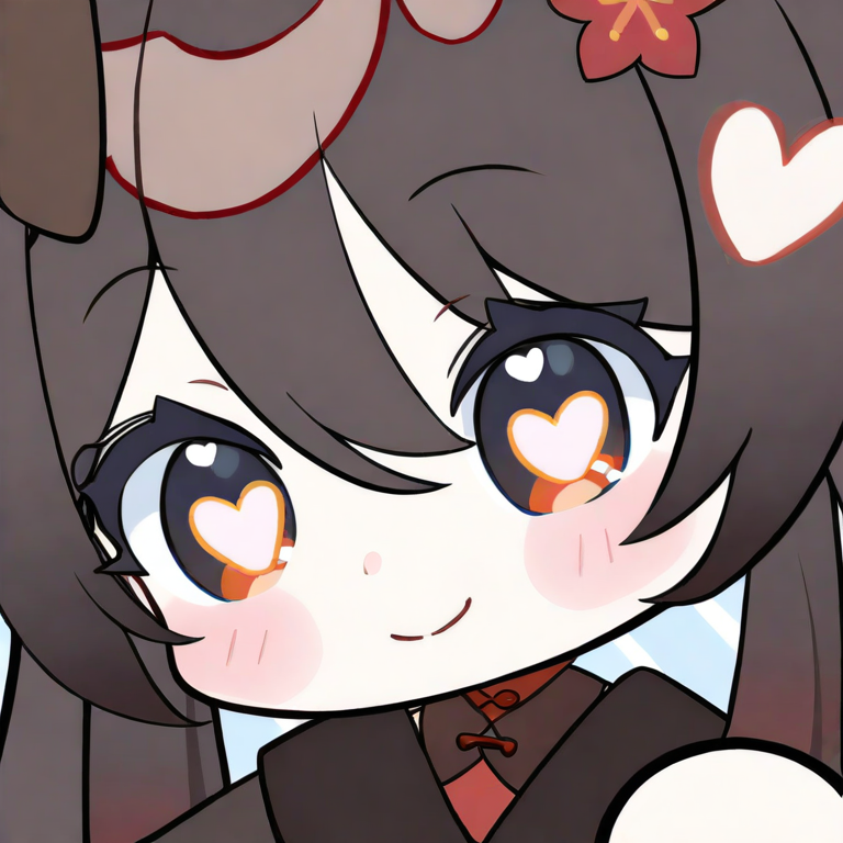 nanniang,chibi,1girl,solo,portrait,,smile,heart-shaped pupils,(hu tao \(genshin impact\):1.2),<lora:nanniang-000016:1>, masterpiece, best quality, very aesthetic, absurdres