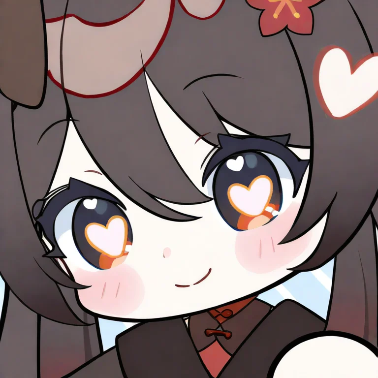 nanniang,chibi,1girl,solo,portrait,,smile,heart-shaped pupils,(hu tao \(genshin impact\):1.2),<lora:nanniang-000016:1>, masterpiece, best quality, very aesthetic, absurdres