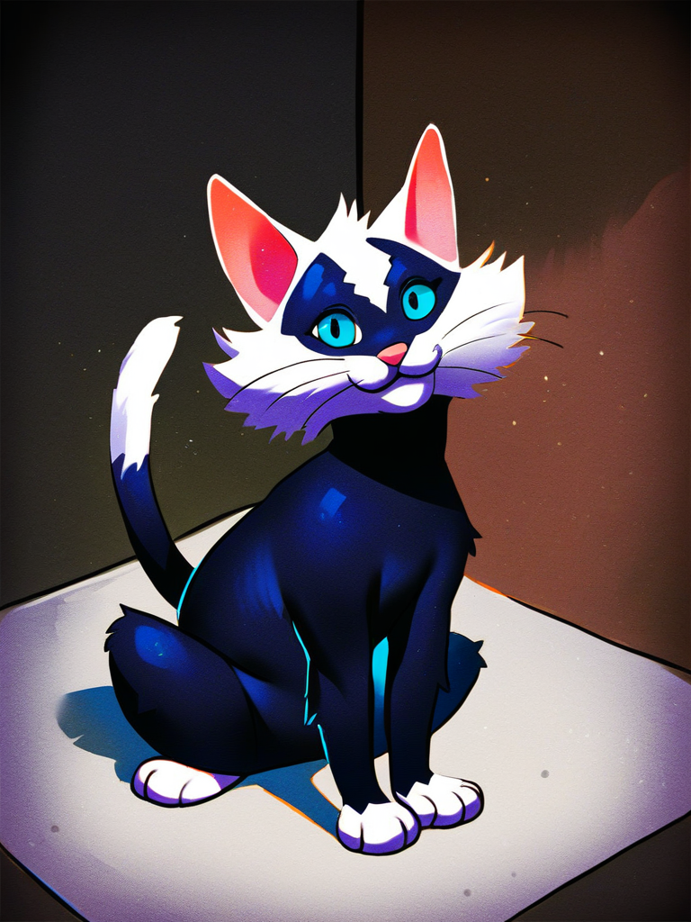 score_9, score_8_up, score_7_up, cat, smile, looking at viewer, full body, room,
 <lora:ASebastian_character:0.85>, SebastianXLP, no humans, white fur, black fur, blue eyes, whiskers, animal, solo, cartoon, realistic,