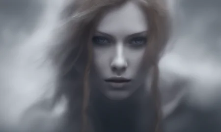 sematical drift->:0.0, a full body shot, side view of a female:<-,
Her (ginger undone hair:1.2) covers part of her beautiful face and bare chest.
hyper realistic eyes, symmetrical eyes, perfect pupils, perfect blue iris, perfect sclera, beautiful eyelashes,
There is diffuse, misty and smoky atmosphere around her, giving the picture a mystical element. The picture is photographed in a monochromatic scheme, mainly with shades of black, white and gray.
dystopian style, 8k UHD, RAW photo, highly detailed, photo realism, photorealistic, bleak, post-apocalyptic, somber, dramatic, long shot