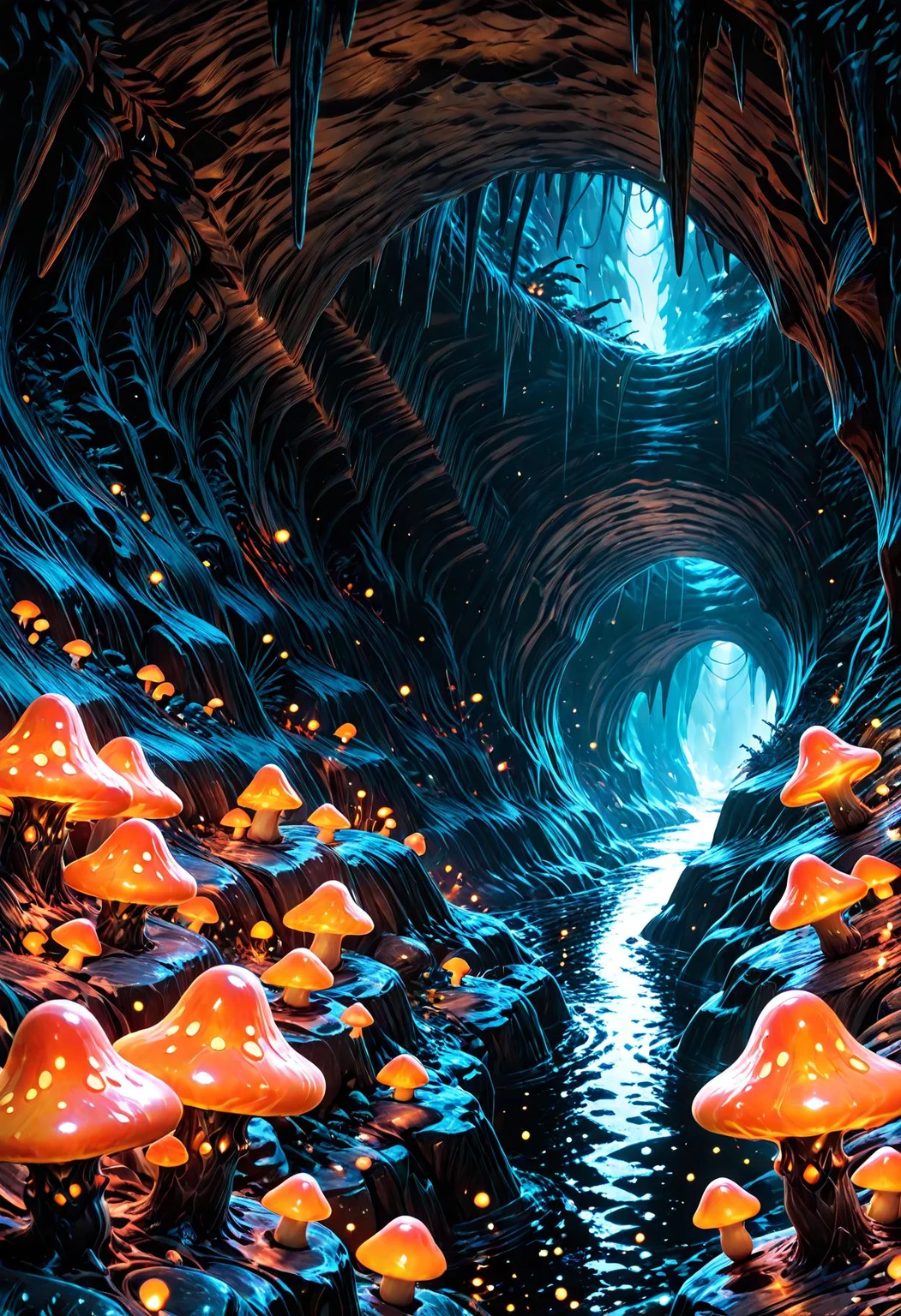 SmoothNoob_Quality, no humans, cave interior, cave, fantasy, light particles, fireflies, river, glowing mushrooms, stalactites, <lora:Smooth_Booster:0.5> <lora:SLE_v2:0.5>