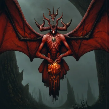 b3rs3rk first person d4concept pov, 3D01S, simple background d4artstyle atmospheric and powerful MikeFranchinastyle dark fantasy, natural organic and first person pov of a berserk style creature
A small menacing, red-skinned stone and fire gargoyle, blending the features of a rock bat and a obsidian stone demon. Its short body with massive leathery wings stretching from its back, ready to launch into the air. Its glowing, fiery eyes pierce the darkness, while sharp horns protrude from its head. The creature's hands, tipped with razor-like claws, clutch a ball of bloody meat, ready to hurl at its prey. Its stance is hunched, exuding an aura of fear. Its long, sharp fangs glisten. It hovers just above the ground, prepared to unleash fiery devastation from the skies.
UHD letterboxed game trailer frame chromatic aberration dark atmosphere sharp masterpiece with a focus on the character, elden ring style, dark atmosphere, chromatic aberration