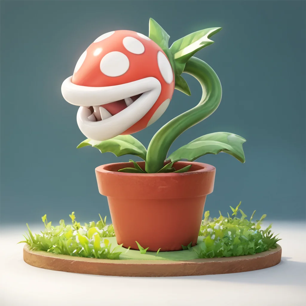 score_9, score_8_up, score_7_up, score_6_up, score_5_up, score_4_up, source_anime, piranha_plant, potted plant, grass, sunny