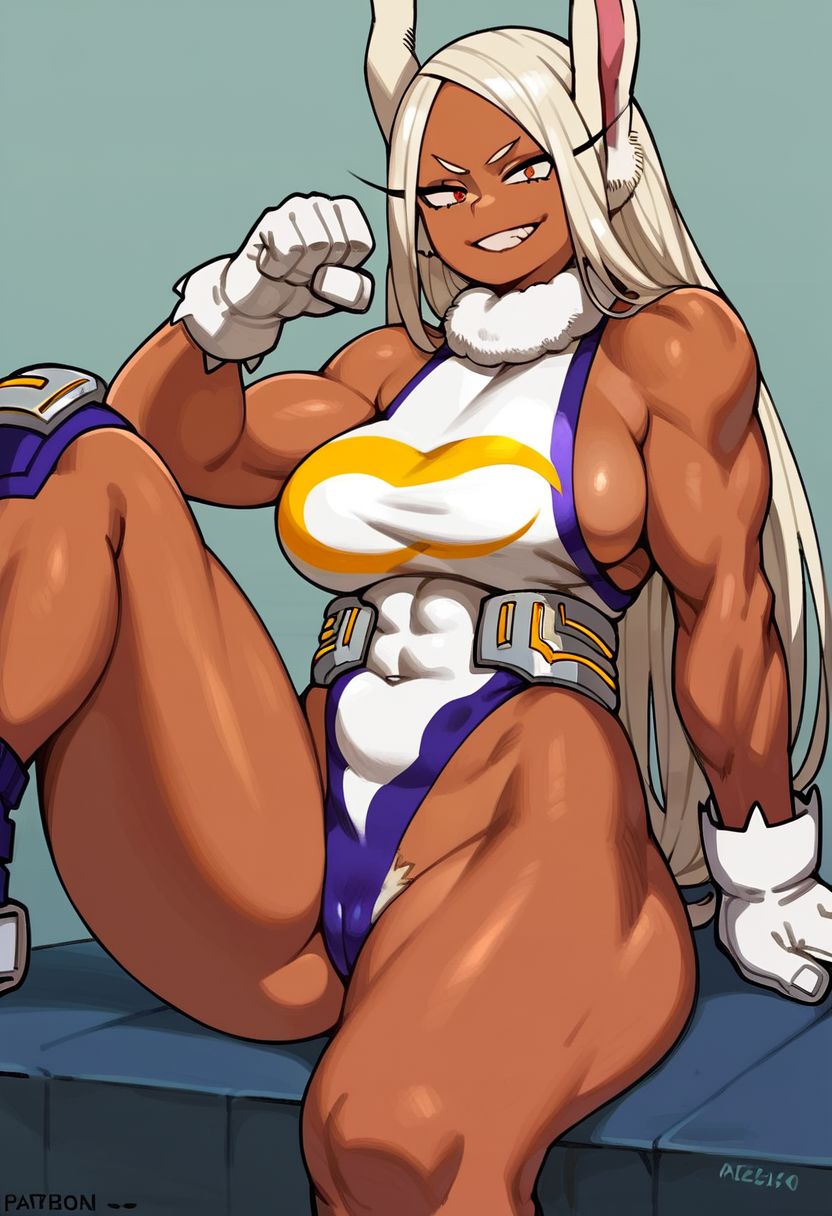 score_9, score_8_up, score_7_up, score_6_up, score_5_up, score_4_up, 
Mirko (My Hero Academia), pubic hair peek, Leotard, Muscular, sitting, knee up, smug, Sideboob, plump pussy, large breasts, raised eyebrows,
Photoshoot Setting