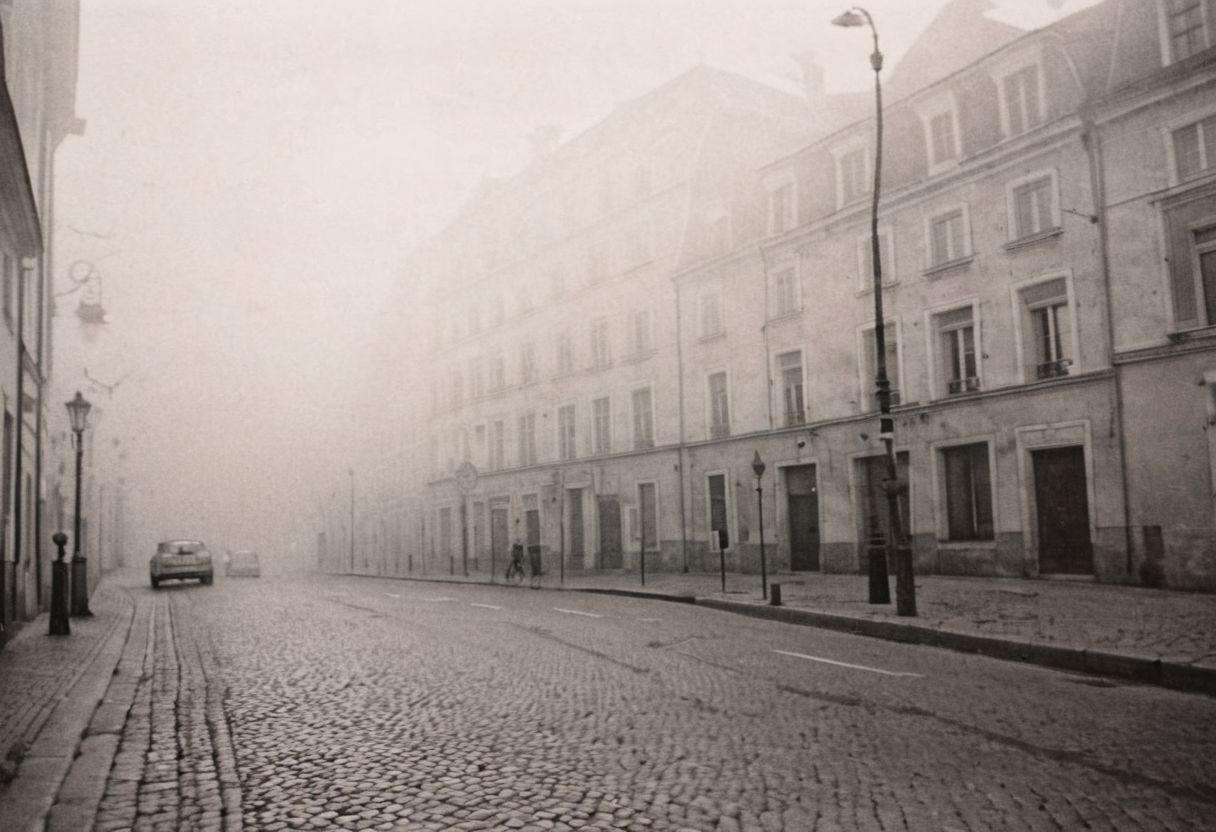 lith_argenta_BH1W, instagram photo, a foggy street somewhere in europe, hard shadows, film grain