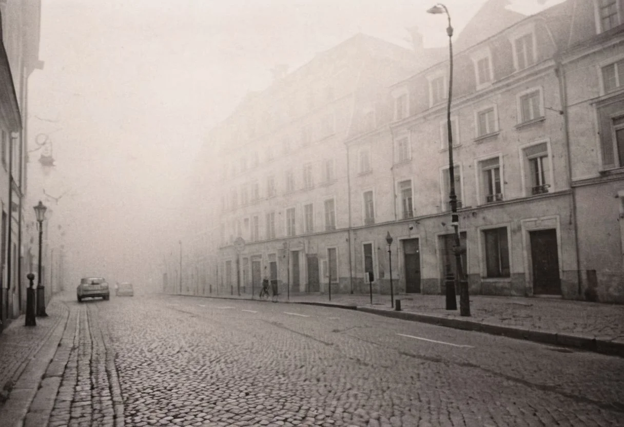 lith_argenta_BH1W, instagram photo, a foggy street somewhere in europe, hard shadows, film grain