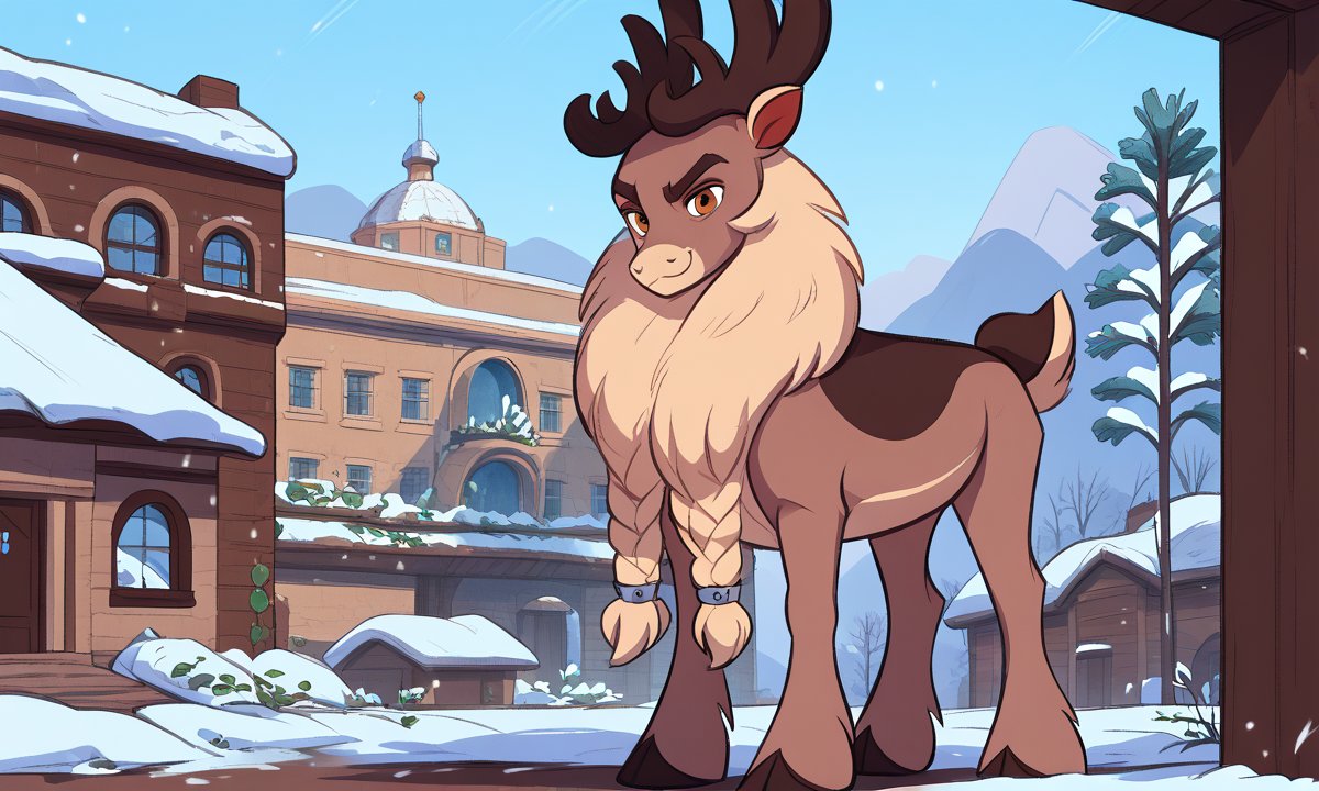 score_9, score_8_up, score_7_up, score_6_up, score_5_up, score_4_up, Stronghoof TFH, wild, solo, smug, boy, looking at you, looking down, winter, outdoors, snow, northern city, stone buildings, detailed background BREAK high quality, detailed, beautiful, intricate, masterpiece, solo, g4, full body,
<lora:Stronghoof TFH:1>
<<lora:visualnovel_pony_SDXLPONY_r12_768_dim32-a1-adamW:1>