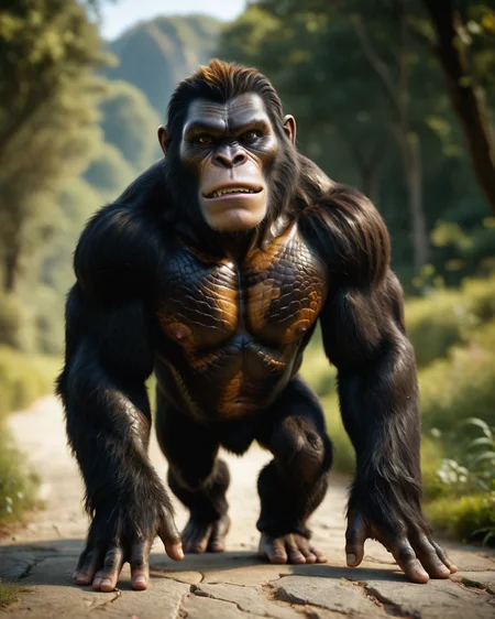 score_9, score_8_up, score_7_up, intricate details, rating_safe,
<lora:SnakeSkinStyle:0.7>,
1boy(solo,
feral furry, gorilla with Jed-snkskn, snakeskin,
full body, looking at the viewer, solo, happy), detailed background, depth of field, subsurface scattering,
<lora:ral-chrosc-clr:0.5>, ral-chrosc-clr,
<lora:xl_more_art-full_v1:0.3>,
<lora:add-detail-xl:0.3>