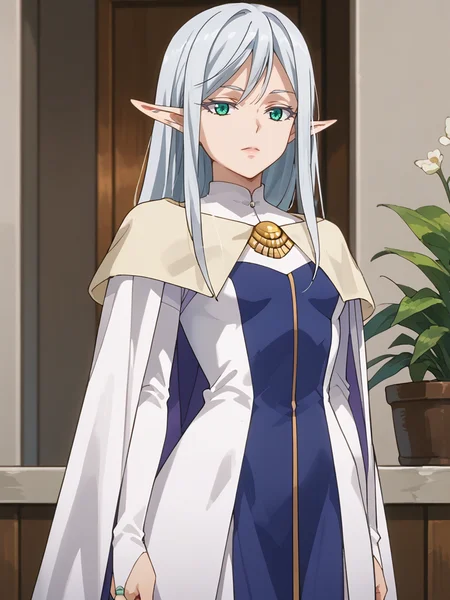 score_9, score_8_up, score_7_up, score_6_up, score_5_up, score_4_up, source_anime, <lora:StS_PonyXL_Detail_Slider_v1.4_iteration_3:3.5>,cinematic shadow, character focus, detailed skins, soft skins, (cowboy shot:1.4), perfect curvy small breasts,dynamic pose, <lora:Elmesia_El-Ru_Sarion:1>,elmesia, pointy ears,aqua eyes, bangs,long silver hair,alternate costume, white capelet, long sleeves dress,jewelry,dress,bridal gauntlets,