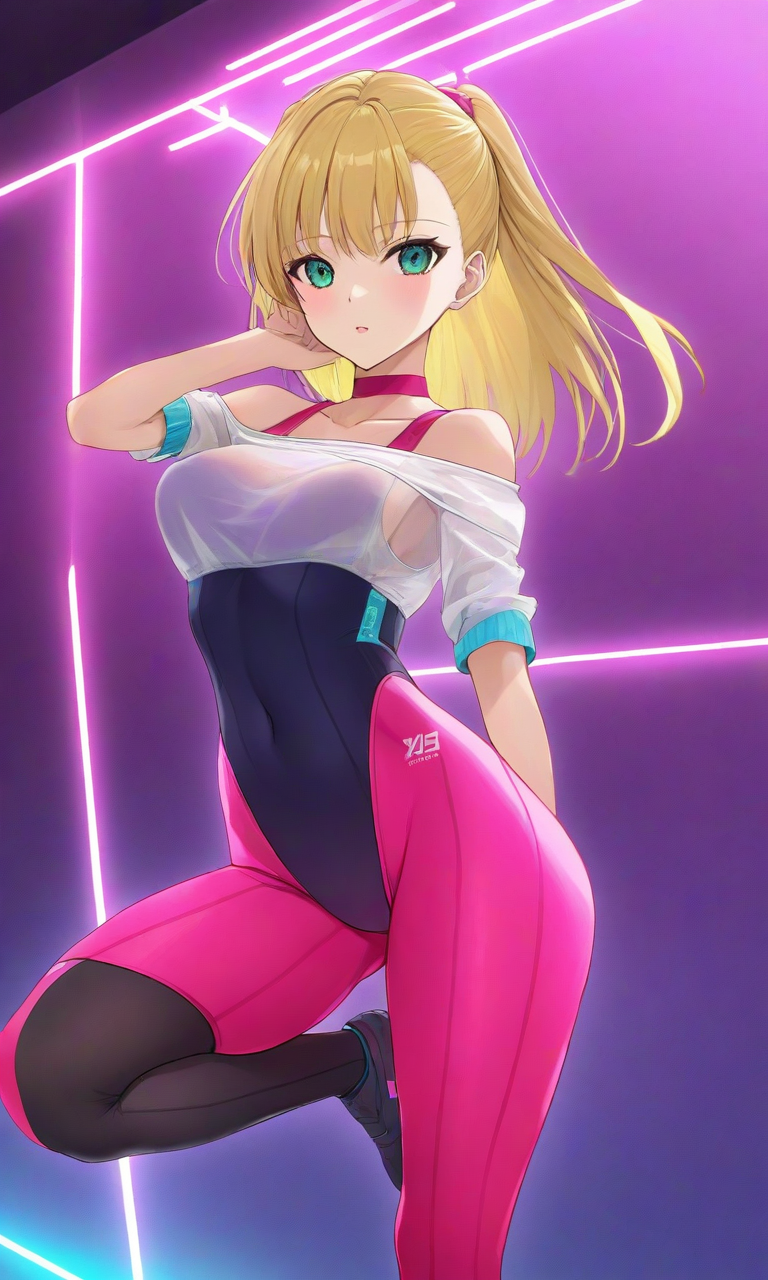 source_anime, ((score_9)),score_8_up,score_7_up,score_6_up,score_5_up,score_4_up,, retro_workoutwear, 1woman, 1980s_(style), aerobics, stirrup_legwear, open-bust_leotard, off_shoulder, highleg_leotard, leg_warmers, thong_leotard, aerobics, cropped_sweater, neon, leggings, tented_shirt, cameltoe, skintight, see-through