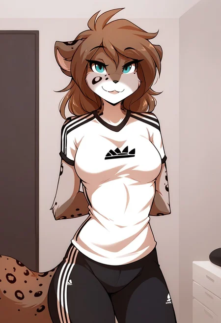 score_9, score_8_up, score_7_up, best quality, score_6_up, source_furry, rating_explicit
BREAK
solo, furry female anthro, medium breasts, breasts outline, standing, (indoors, room), Adidas sports uniform, adidas, front view, front side, looking at viewer, (cute, seductive), kathrin-twokinds