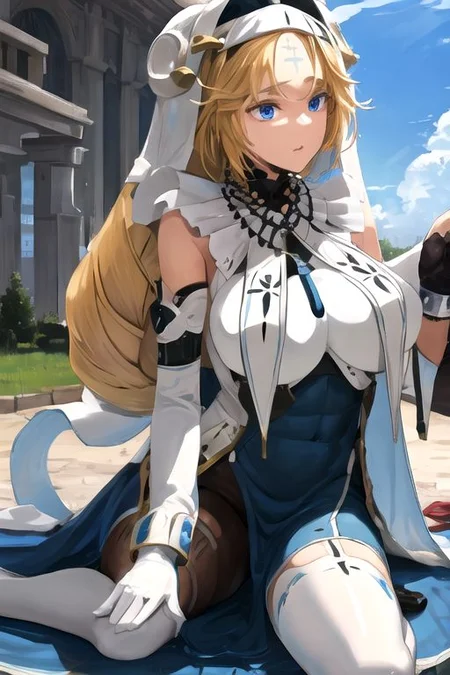 solo, 1girl, solo_focus, (((masterpiece))), ((best quality)), ((ultra-detailed)), ((too many)):16, high resolution, absurdres, highres, ultra-detailed 8k unity wallpaper,
rapunzelpre, habit, pantyhose, necklace, thighhighs, elbow gloves
