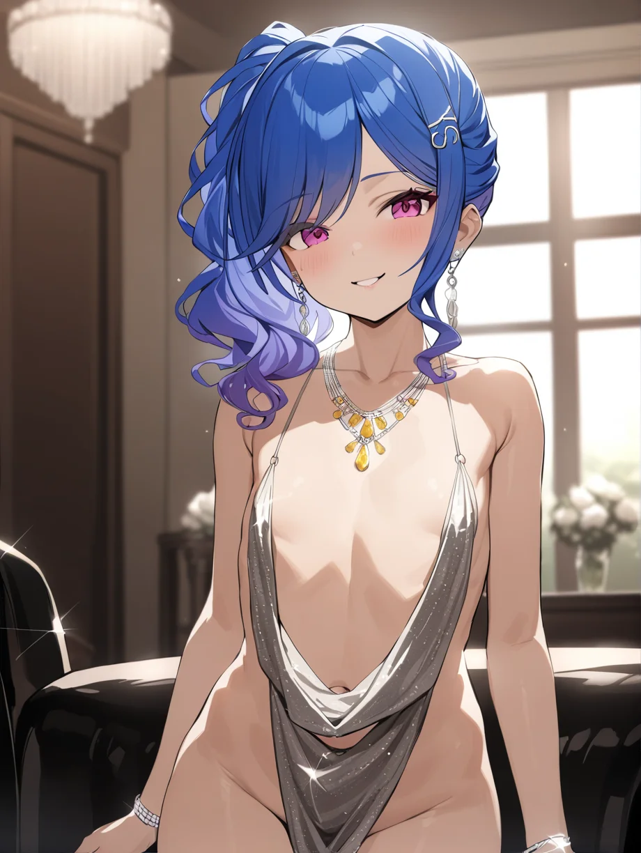 <lora:st._louis_XL_v1.0:1>,st._louis_\(azur_lane\), st._louis_\(luxurious_wheels\)_\(azur_lane\), jewelry, revealing_clothes, earrings, necklace, hairclip, aged down, 10 years old,smile, flat chest, indoors,, masterpiece, best quality,