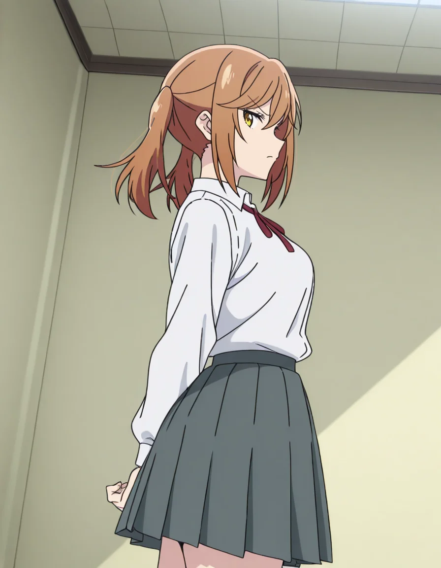 official style,an natsue,brown hair,twintails,yellow eyes,school uniform,red neck ribbon,white shirt,gray pleated skirt,day,Broadcasting room,(solo:1.4),
explicit,(anime screencap), 2d cel anime,anime cap,anime,anime style,anime cel,cell shaded,dutch angle,soft brightness,perfect face,perfect nose, perfect hair, perfect eyes,perfect female body,perfect skin,a face of perfect proportion,perfect lighting,perfect anatomy,perfect proportion,perfect hands,perfect legs,perfect fingers,masterpiece,hair between eyes,
medium large breasts,
best quality,very aesthetic,absurdres,16k,intricate detail,amazing quality,(bold:3.12),thick outline,black outline,harsh lines,soft lines,deluster,boldline,curvy,(anime coloring:1.2), annoyed,slim,(hat:-1),
looking at viewer,frontal face,front face,front view,straight-on,from right in front of face and body,
super fine illustration,detailed linework,vibrant colors,kawaii,flat color,outdoors,
(from below:2),(from side:2),
<lora:è±ã¯å²ãä¿®ç¾
ã®å¦ã夿±æillustriousHana_wa_Saku_Shura_no_GotokuAn_Natsueillustrious-000016:1:0.8>