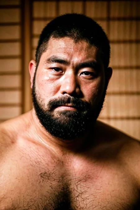 handsome bearded man, japanbearkong, artistic portrait