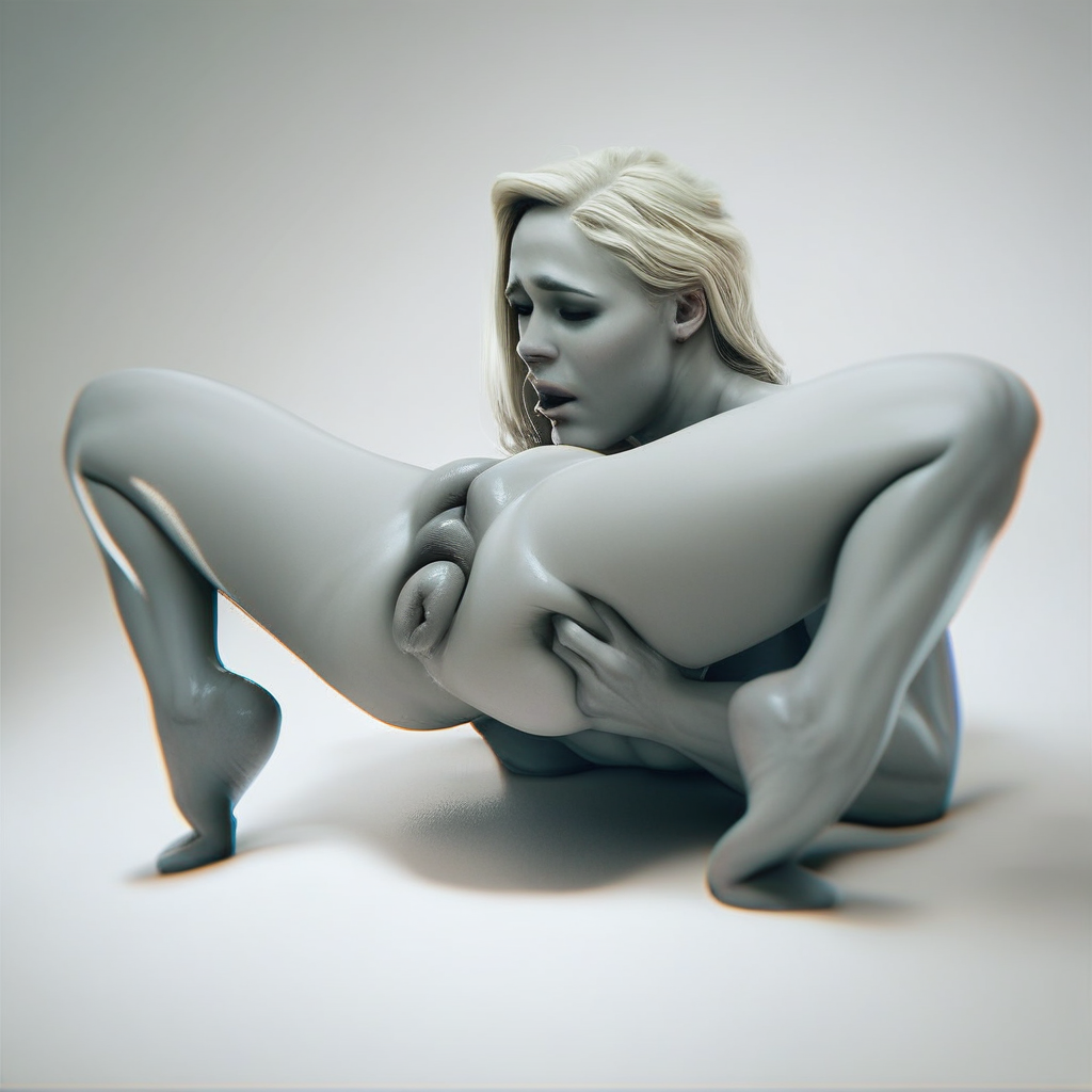 Score_9, score_8_up, score_7_up, 1girl, cheststand, Scorpion-Pose, arched back, blonde hair, puffy pussy, spread legs, fisting,  vaginal fisting, deep fisting