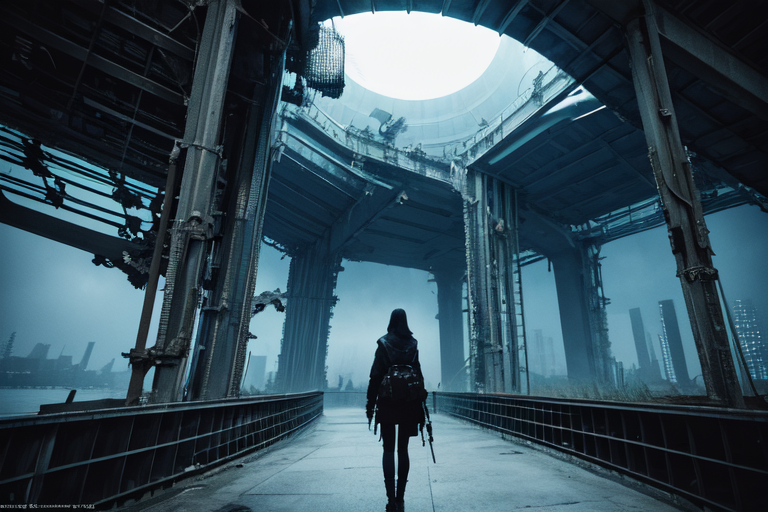 highly insanely detailed, masterpiece, top quality, best quality, highres, 4k, 8k, RAW photo, (very aesthetic, beautiful and aesthetic),  
tsutomu nihei,nihei_tsutomu,blame!,blame gakuen!,abara,TNstyle,sidonia_no_kishi,bridge,buildings,air conditioner,light particles,clouds,fog,foggy,mist,drainpipe,star \(sky\),starry sky,concrete walls,metal walls,bones,cables,tubes,industrial pipes,walkway,letterboxed,lantern,gauna,gauna mech,fence,ventilation fan,ventilation shaft,dome,dark sky,black sky,toha heavy industries,tentacles,wire, 
<lora:blameLora_v10:0.3>, 
(1girl:1.3), 
solo focus, 
mangrove forest biome,(pure blue background,transparent background:1.2),âââ