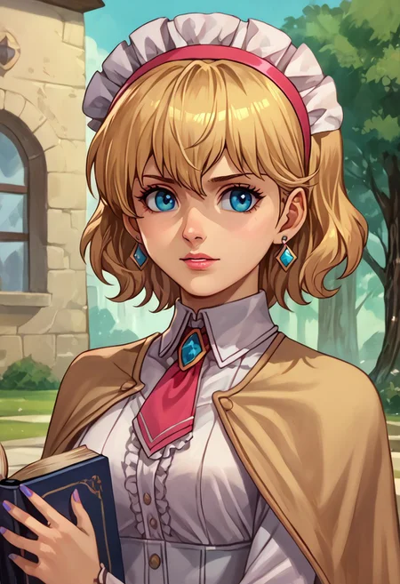 score_9, score_8_up, score_7_up, source_anime,
, (best quality) , (highly detailed) ,masterpiece ,absurdres ,detailed face ,beautiful face ,
<lora:pony_xl_Hildegard:0.8>,Hildegard,score_9,score_8_up,1girl,female,kawaii,solo,short hair,earrings blond hair, wavy hair
capelet, 1girl, bangs, blue_dress, book, dress, hand_up, lolita_hairband, looking_at_viewer, necktie, pink_hairband, pink_necktie, white_capelet, grimoire_of_alice, holding, holding_book, parted_lips, pink_ribbon, blue_nails, blurry, nail_polish, ribbon, sash, upper_body
best quality, masterpiece, very aesthetic, ,,(portrait, upper body),
OverallDetail