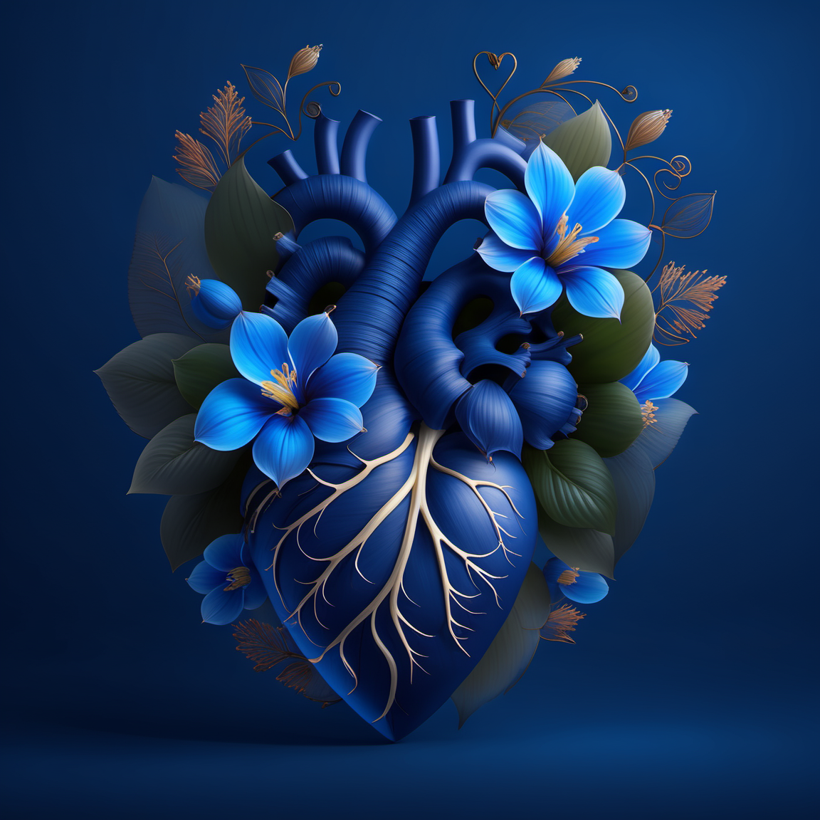 flowerart, flower,gradient,gradient background,leaf,blue background,plant,blue flower,human heart<lora:flower_art:1>