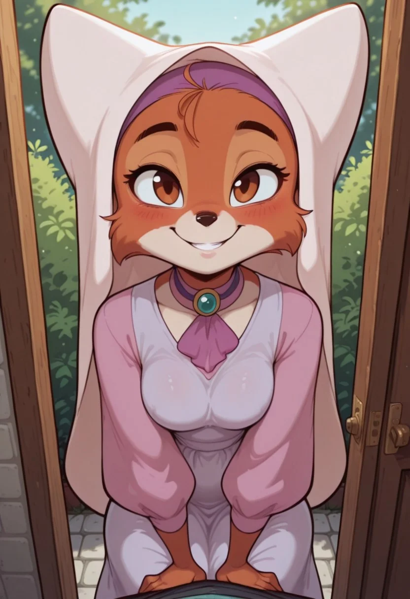 masterpiece, best quality, amazing quality, very aesthetic, absurdres, diives,
masterpiece, 8K, depth of field, focused subject, best quality,newest, absurdes,
<lora:MaidMarianDisney_IXL:1.0>, zzMarian, brown eyes, furry female, body fur, two-tone fur, orange fur, white fur, long sleeves, dress, jewelry, brooch, gem, smile, looking at viewer,