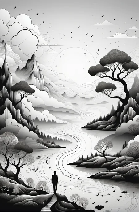 line art drawing Explore a hidden realm where dreams take physical form,and dreamers can navigate their own dreamscapes. Picture surreal landscapes,floating emotions,and the exploration of the subconscious mind,a concise picture,
<lora:xl_more_art-full_v1:1>,, (((masterpiece))),(((best quality))),((ultra-detailed)) . professional, sleek, modern, minimalist, graphic, line art, vector graphics