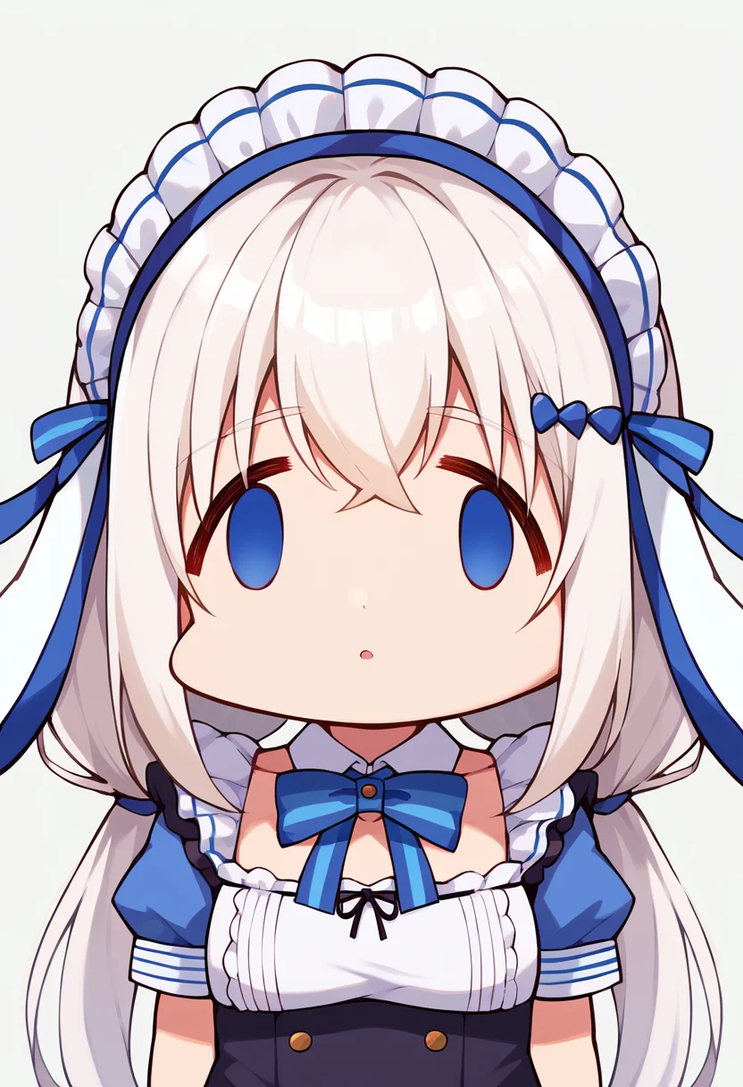 <lora:TenshiNano:1> angel nano, maid headdress, animal ears, blue eyes, rabbit ears, maid, long hair, white hair, twintails, <lora:facefxv1:1> facefx, empty eyes, open mouth, chibi, meme, score_9, score_8_up, score_7_up, source_anime,