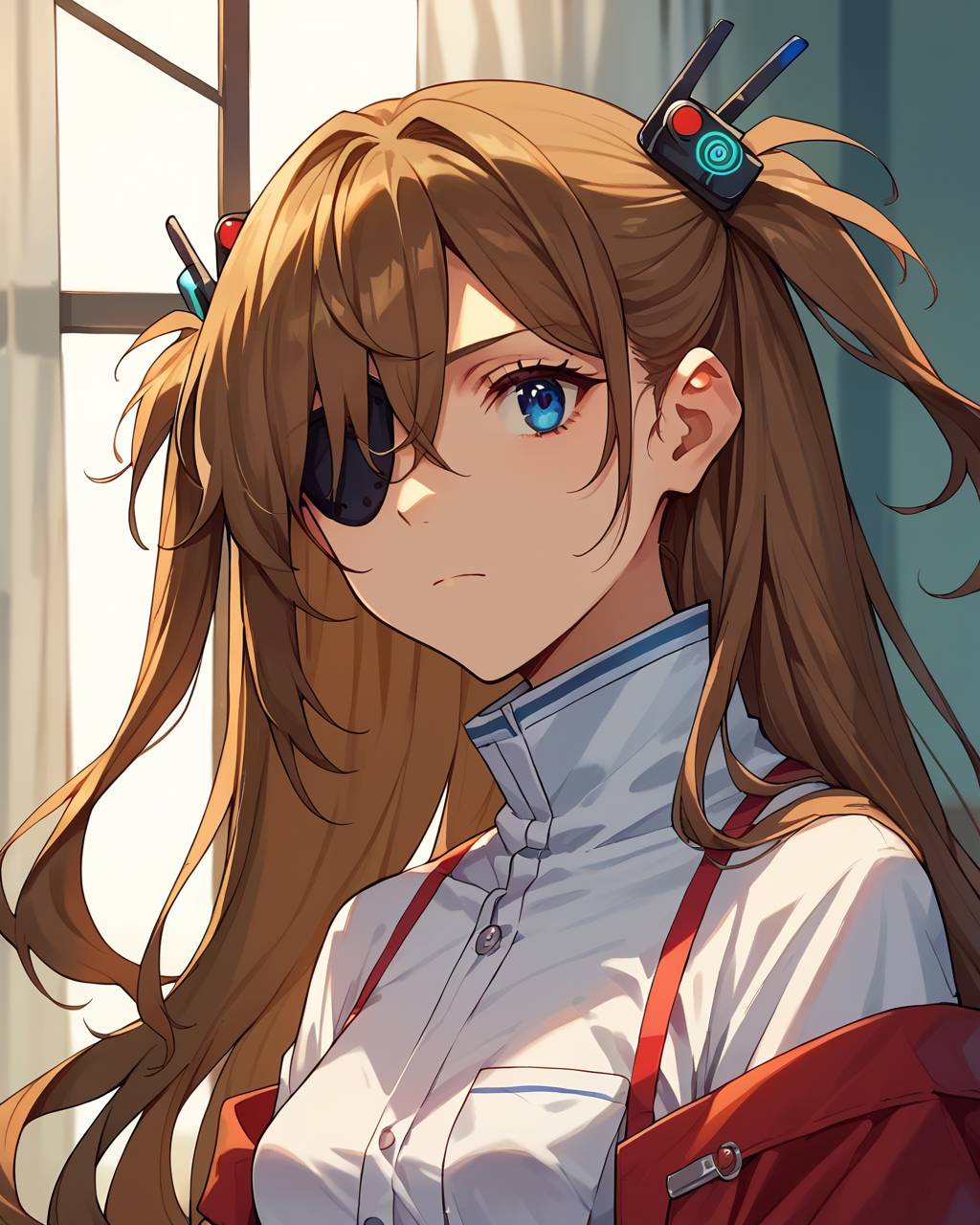 score_9,score_8_up,score_7_up,score_6_up,
<lora:Souryuu_Asuka_Langley:1>,souryuu asuka,blue eyes,brown hair,small breasts,long hair,two side up,hair ornament,medical eyepatch,expressionless,