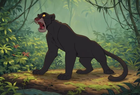 score_9, score_8_up, score_7, score_6_up, score_5, jungle in background, solo, (bagheera:1.2, panther), black fur, male, yellow sclera, brown eyes, claws, clawed paws, fangs,
 roaring, furry body, fur,full body, furry body, fur, full body,
 <lora:Furry_Lora_Bagheera_Jungle_Book:0.6>
<lora:J_cartoon:0.6>
<lora:Top 2.5DCartoonV2:0.4>